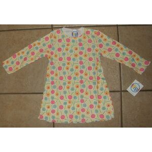 NEW Girls Sz 2T Colorful Lollipop Print Long Sleeve Stretchy Cotton Dress FLIP